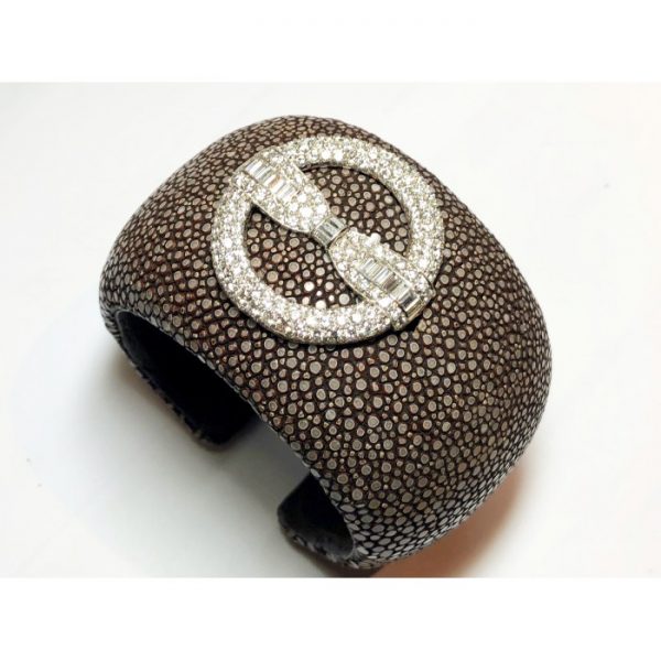 Diamond Cuff Bow Bangle Bracelet