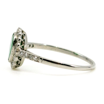 Diamond and Emerald Platinum Cluster Ring