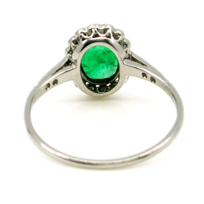 Diamond and Emerald Platinum Cluster Ring