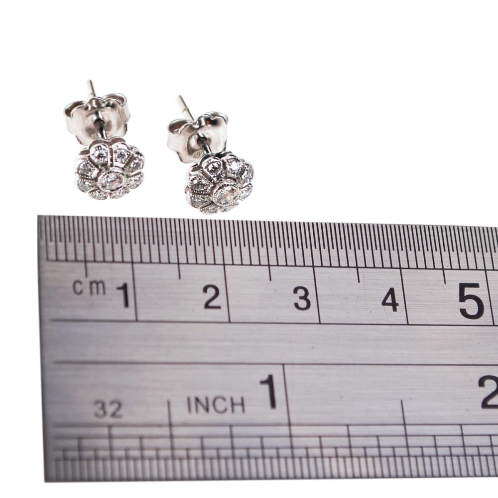 Diamond Floral Cluster Stud Earrings