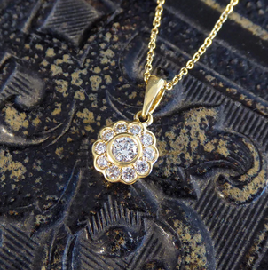 Diamond Flower Cluster Pendant Necklace, 0.30ct