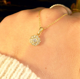Diamond Flower Cluster Pendant Necklace, 0.30ct