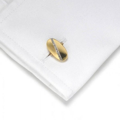 Diamond Gold Oval Cufflinks