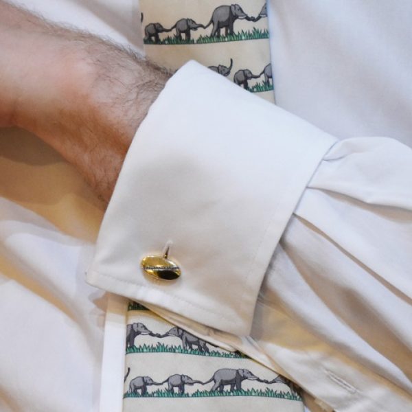 Diamond Gold Oval Cufflinks