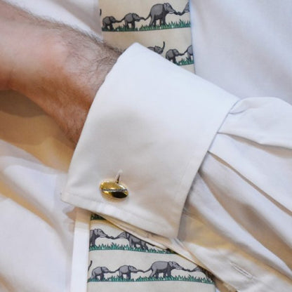 Diamond Gold Oval Cufflinks