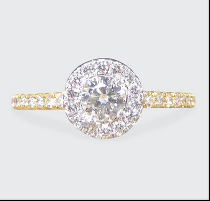 Diamond Halo Engagement Ring with Diamond Shoulders, 0.49ct