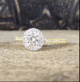 Diamond Halo Engagement Ring with Diamond Shoulders, 0.49ct