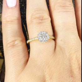 Diamond Halo Engagement Ring with Diamond Shoulders, 0.49ct