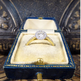 Diamond Halo Engagement Ring with Diamond Shoulders, 0.49ct