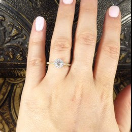 Diamond Halo Engagement Ring with Diamond Shoulders, 0.49ct