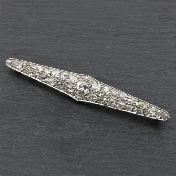 Antique Art Deco Diamond Set Plaque Brooch, Platinum and 18ct Gold