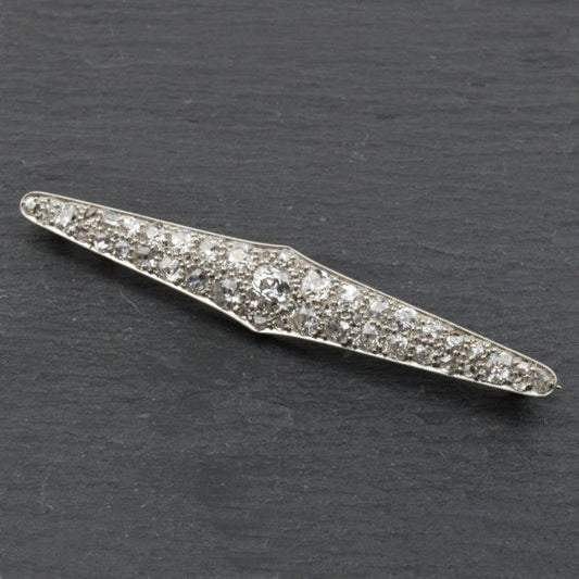 Antique Art Deco Diamond Set Plaque Brooch, Platinum and 18ct Gold
