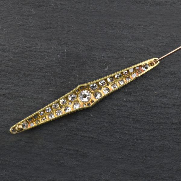 Antique Art Deco Diamond Set Plaque Brooch, Platinum and 18ct Gold
