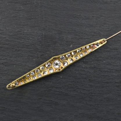 Antique Art Deco Diamond Set Plaque Brooch, Platinum and 18ct Gold