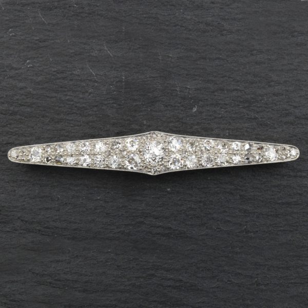Antique Art Deco Diamond Set Plaque Brooch, Platinum and 18ct Gold