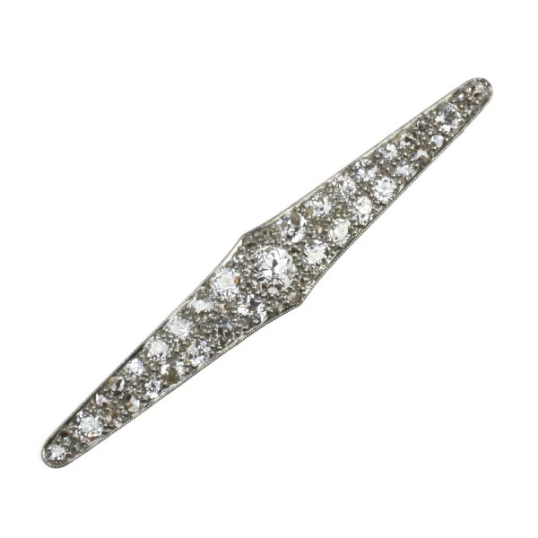 Antique Art Deco Diamond Set Plaque Brooch, Platinum and 18ct Gold