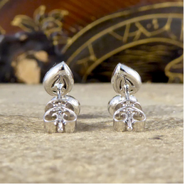 Diamond Pear and Oval Double Cluster Stud Earrings