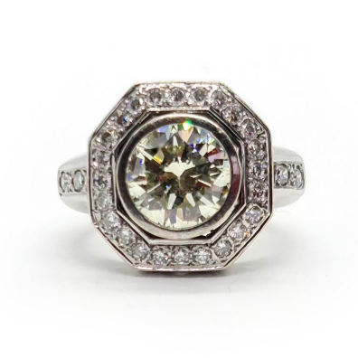 Vintage 2.70ct Diamond Octagonal Cluster Ring, over 3 carat total
