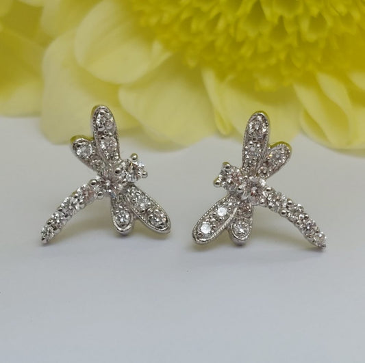 Diamond Set Dragonfly Earrings