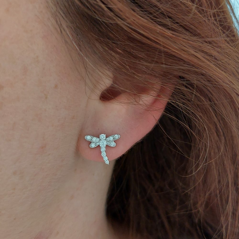 Diamond Set Dragonfly Earrings