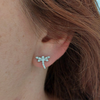 Diamond Set Dragonfly Earrings