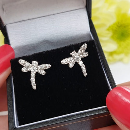 Diamond Set Dragonfly Earrings
