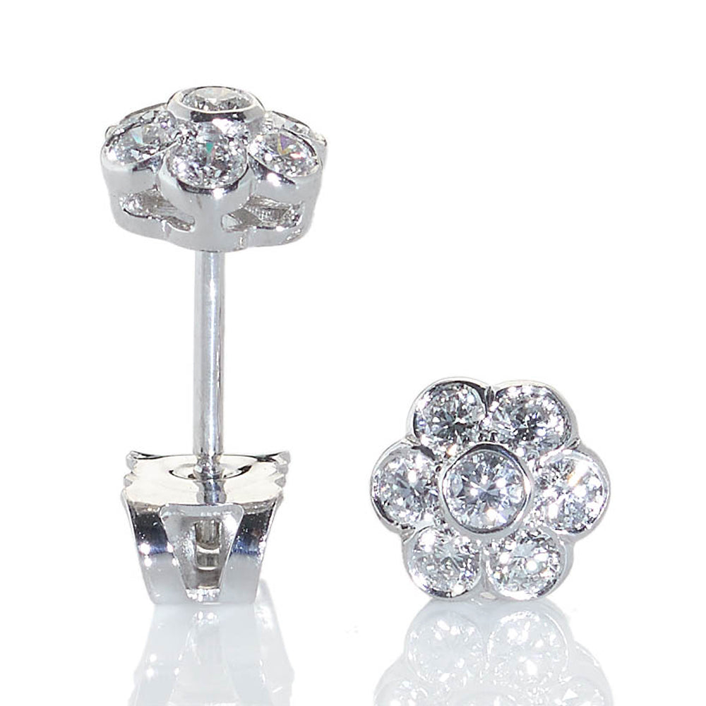 Diamond Set Flower Head Earrings, 0.28ct