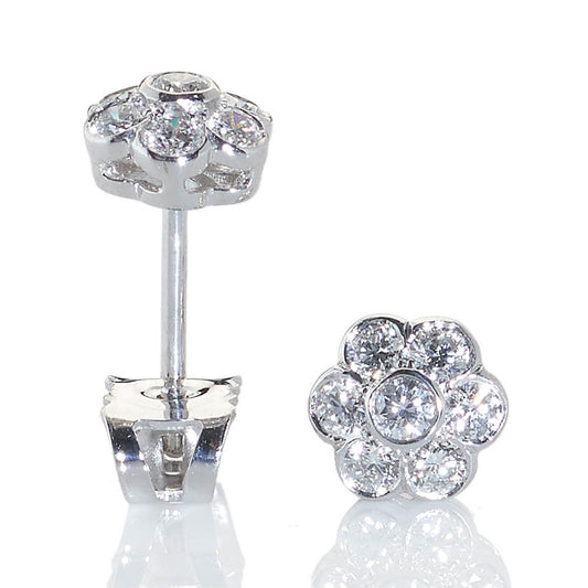 Diamond Set Flower Head Earrings, 0.28ct