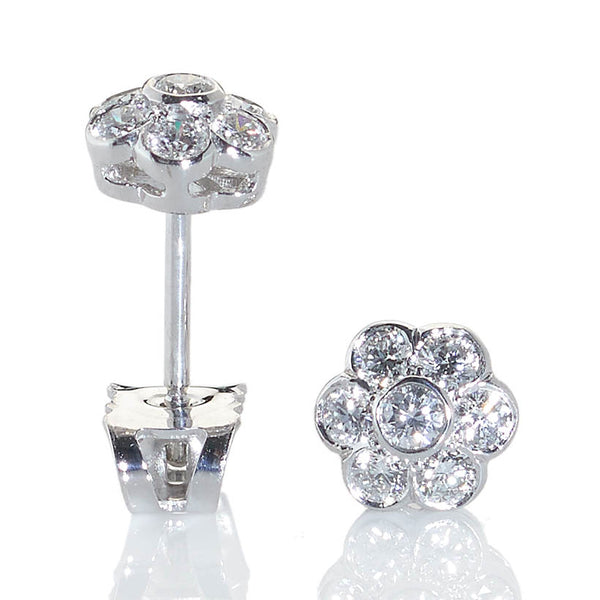 Diamond Set Flower Head Earrings, 0.28ct