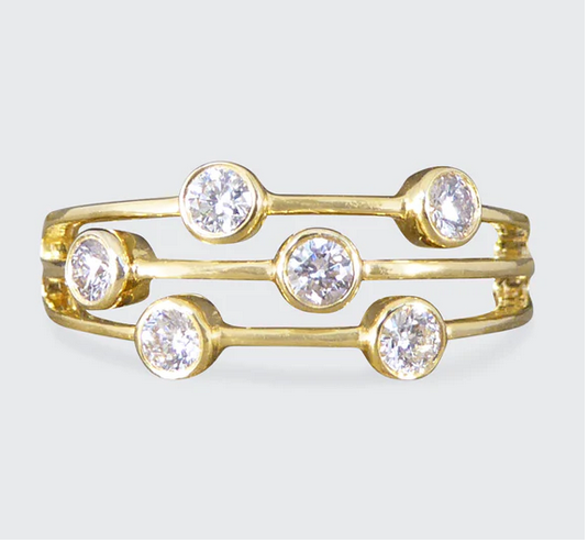 Diamond Three Strand Bubble Ring