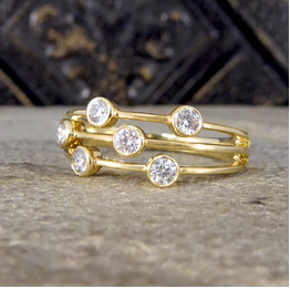 Diamond Three Strand Bubble Ring