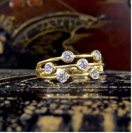 Diamond Three Strand Bubble Ring