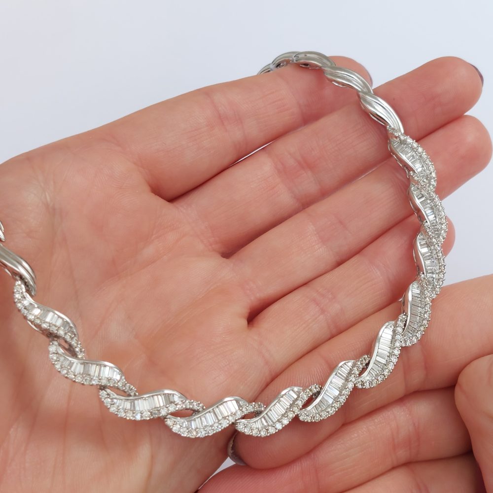 Diamond Wave Collar Necklace, 4 carats