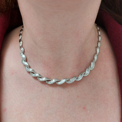 Diamond Wave Collar Necklace, 4 carats