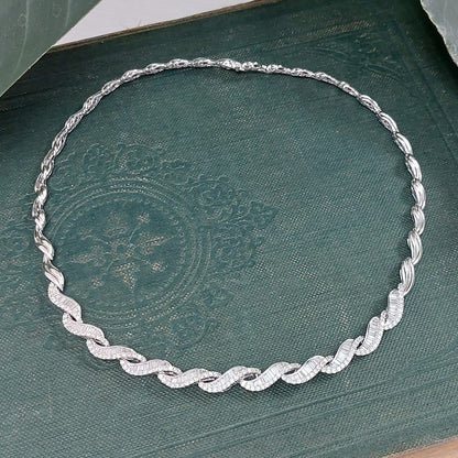 Diamond Wave Collar Necklace, 4 carats