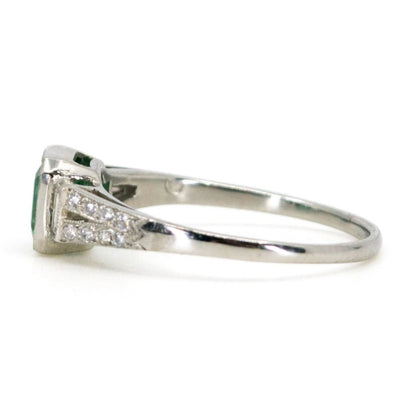 Art Deco Style Diamond and Emerald Platinum Ring