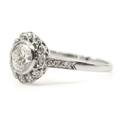 Old Cut Diamond Cluster Platinum Ring