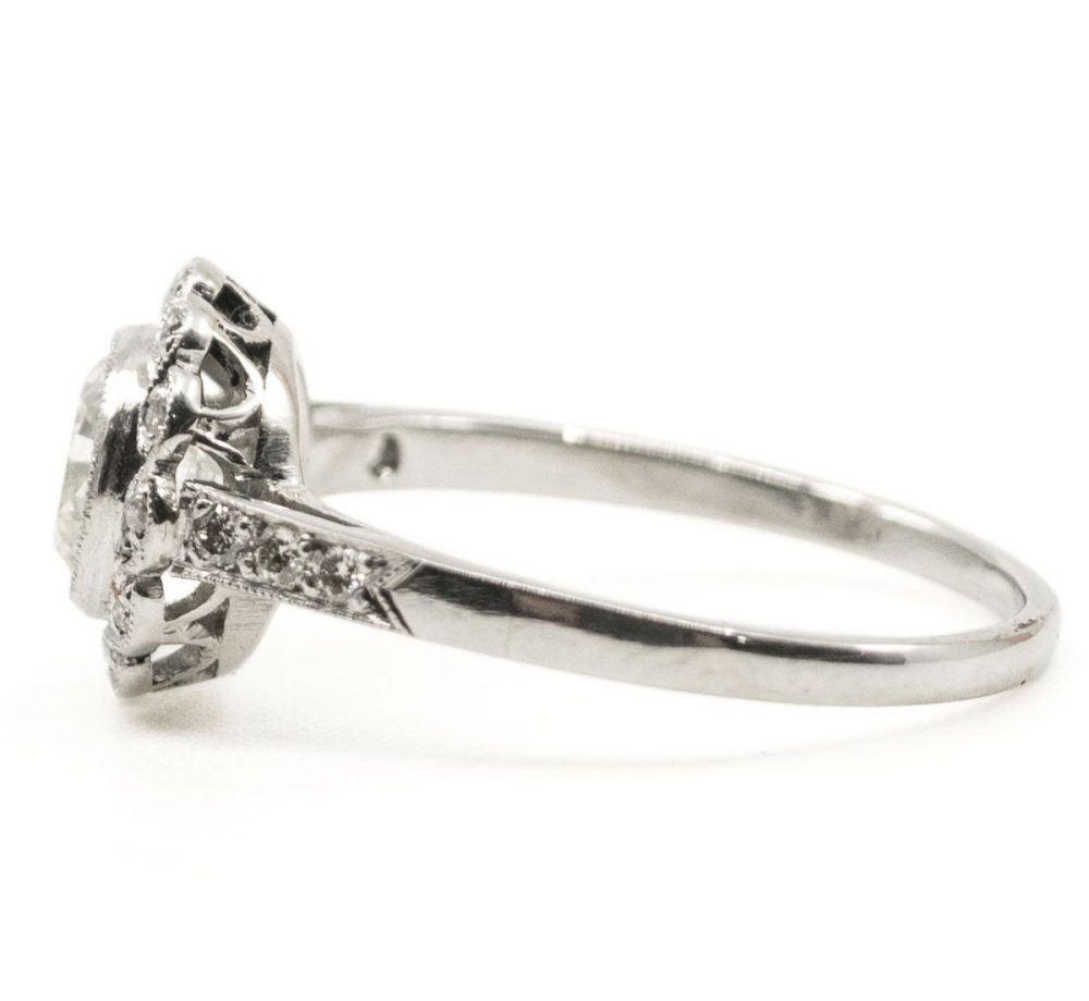 Old Cut Diamond Cluster Platinum Ring