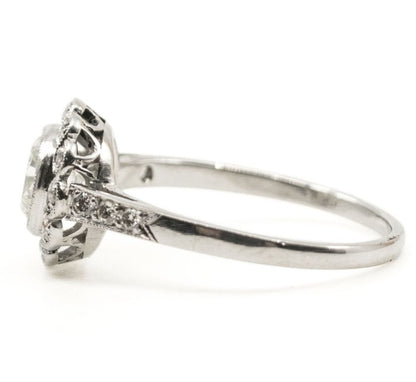 Old Cut Diamond Cluster Platinum Ring
