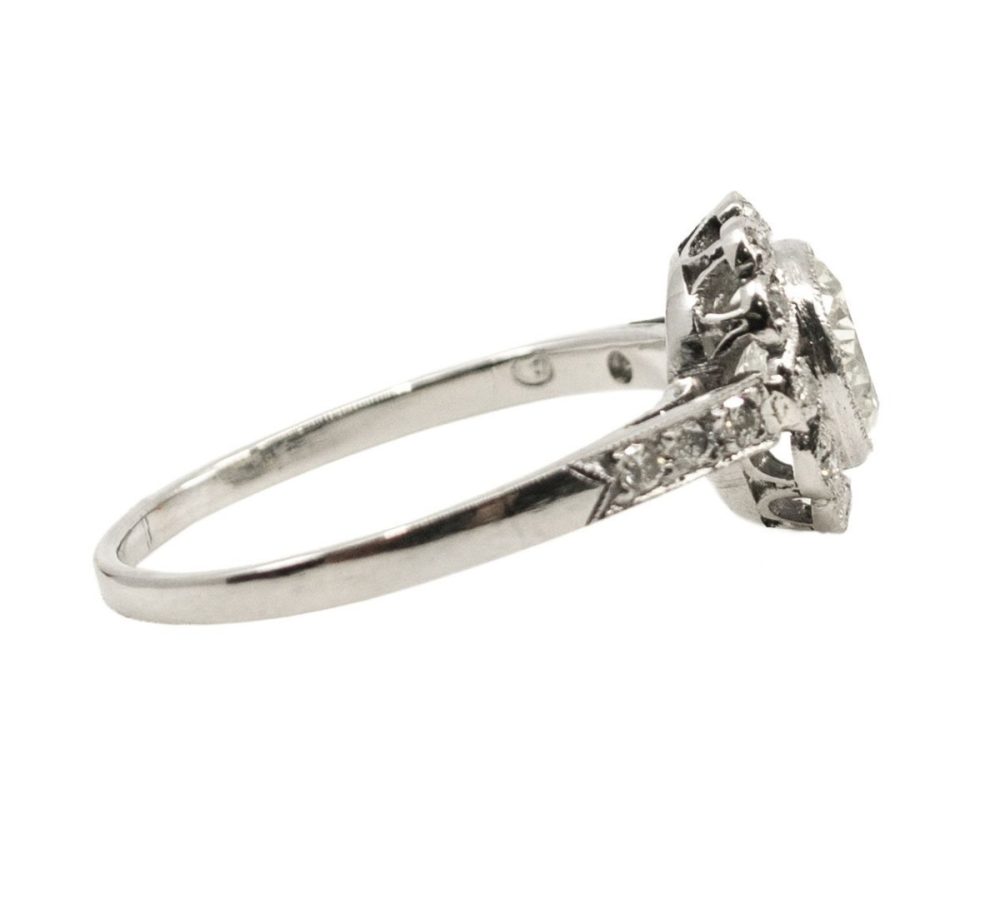 Old Cut Diamond Cluster Platinum Ring