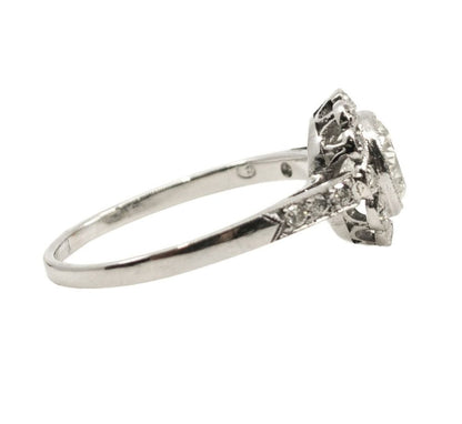 Old Cut Diamond Cluster Platinum Ring