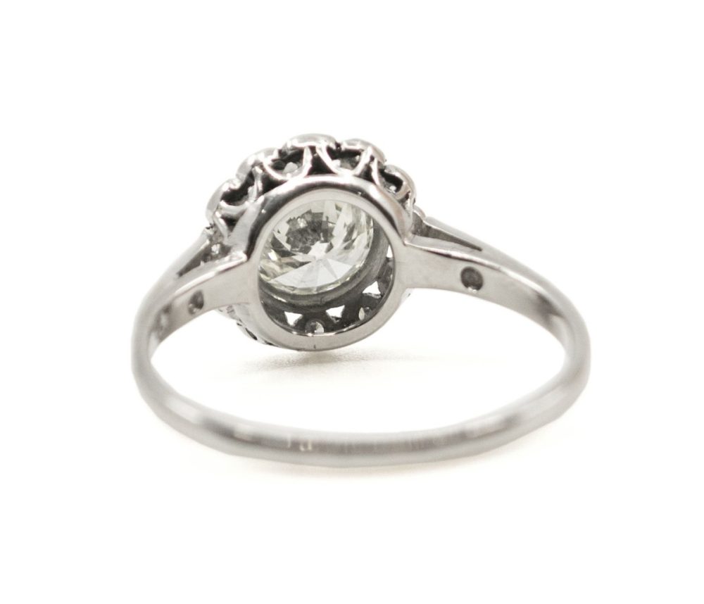 Old Cut Diamond Cluster Platinum Ring