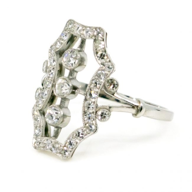 Diamond Art Deco Style Platinum Ring