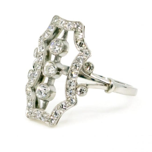 Diamond Art Deco Style Platinum Ring