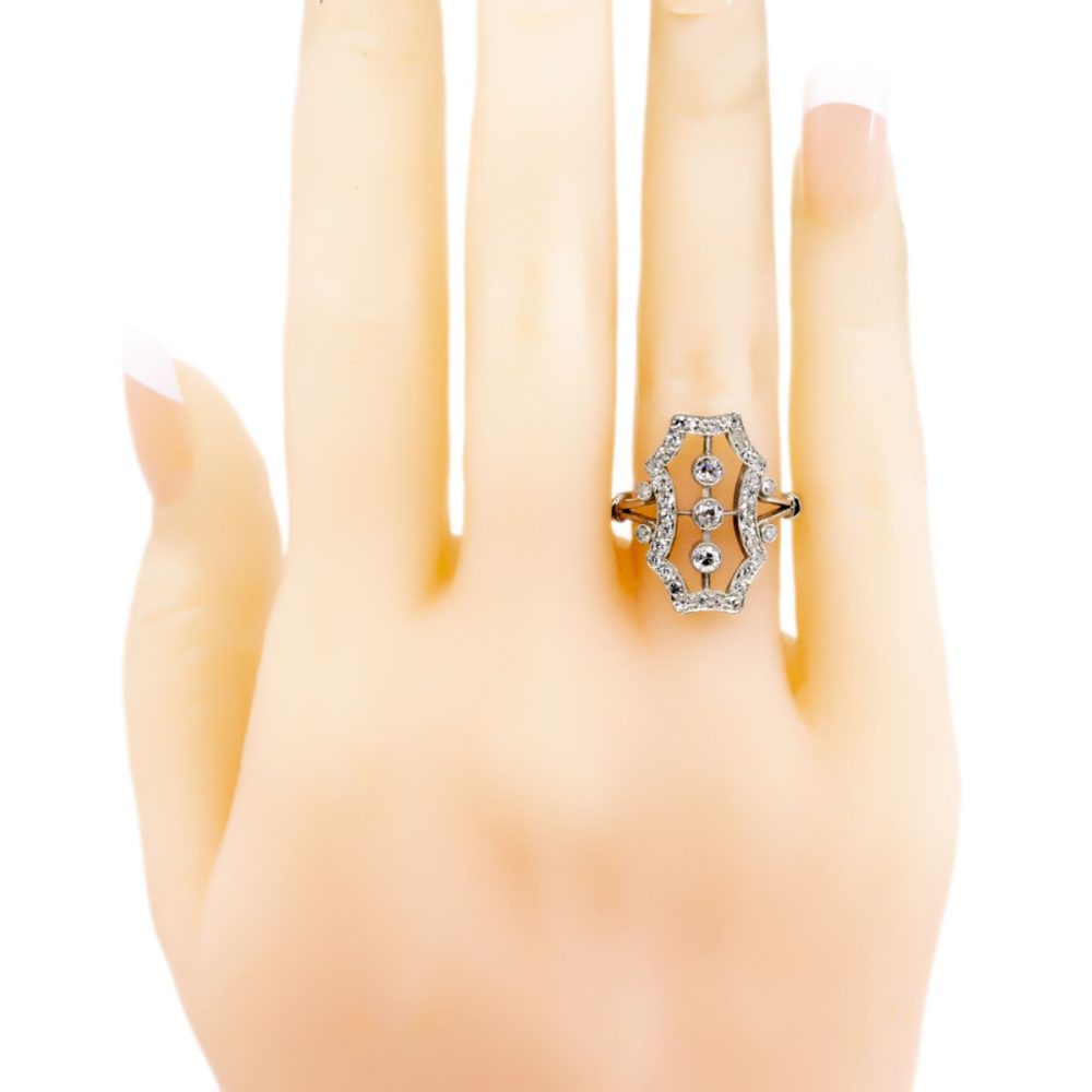 Diamond Art Deco Style Platinum Ring