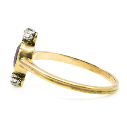 Diamond and Ruby Gold Late Victorian Ring