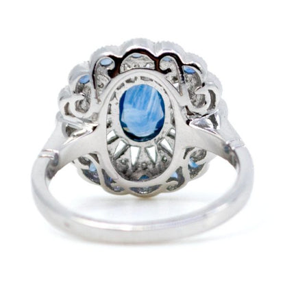 Diamond and Sapphire Cluster Gold Ring