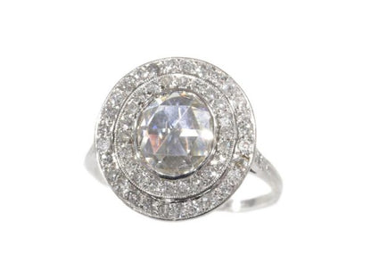 Diamond Art deco rose cut ring Cluster ring