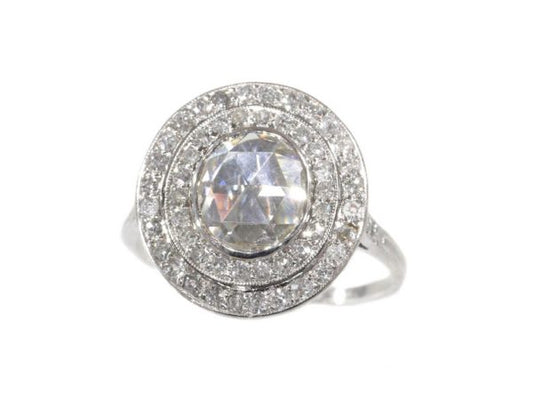 Diamond Art deco rose cut ring Cluster ring