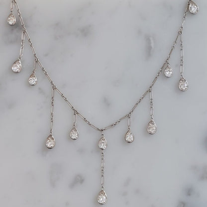 Dior Vintage Diamond Teardrop Pendant Necklace